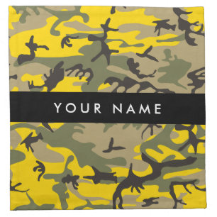Yellow and Green Camouflage Your name Personalize Cloth Napkin