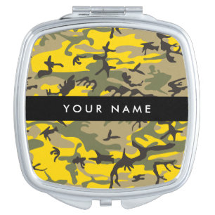Yellow and Green Camouflage Your name Personalize Compact Mirror