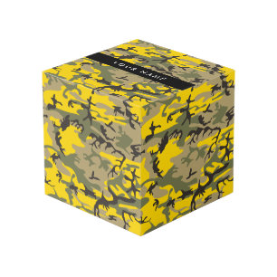 Yellow and Green Camouflage Your name Personalize Cube