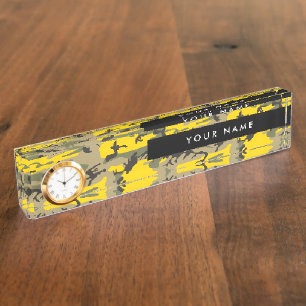 Yellow and Green Camouflage Your name Personalize Desk Name Plate