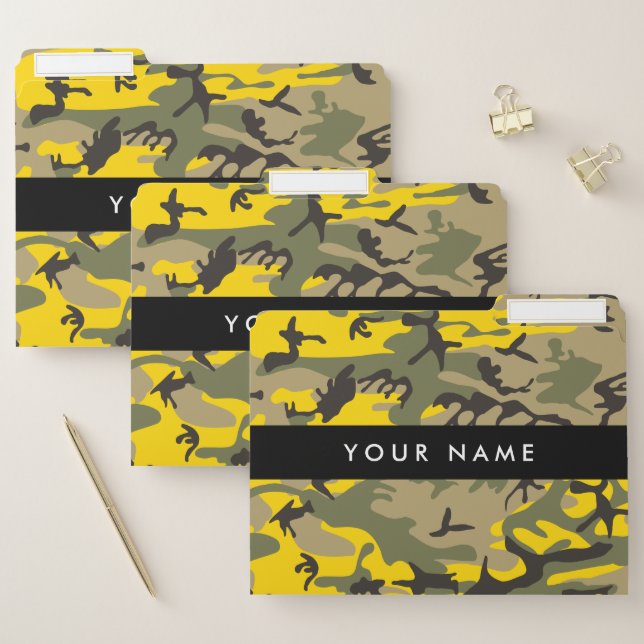 Yellow and Green Camouflage Your name Personalize File Folder (Set)