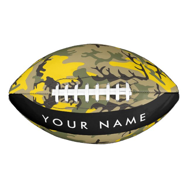 Yellow and Green Camouflage Your name Personalize Football (Front)