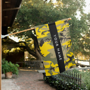Yellow and Green Camouflage Your name Personalize House Flag