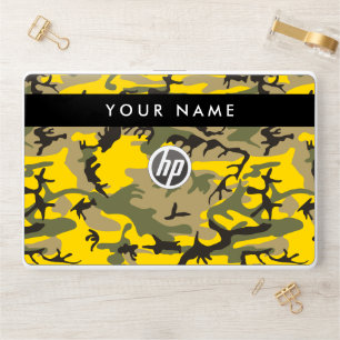 Yellow and Green Camouflage Your name Personalize HP Laptop Skin