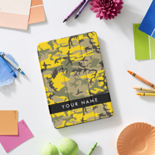 Yellow and Green Camouflage Your name Personalize iPad Pro Cover