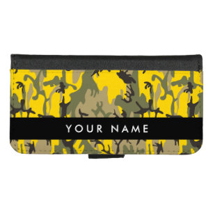 Yellow and Green Camouflage Your name Personalize iPhone 8/7 Wallet Case