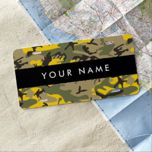 Yellow and Green Camouflage Your name Personalize License Plate