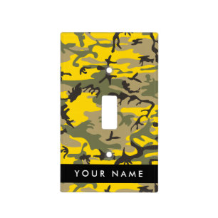 Yellow and Green Camouflage Your name Personalize Light Switch Cover