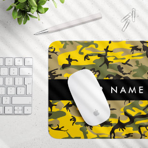 Yellow and Green Camouflage Your name Personalize Mouse Pad