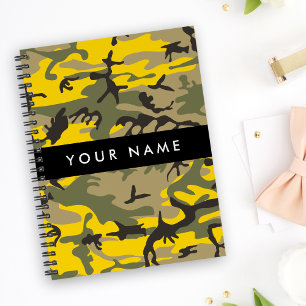 Yellow and Green Camouflage Your name Personalize Notebook