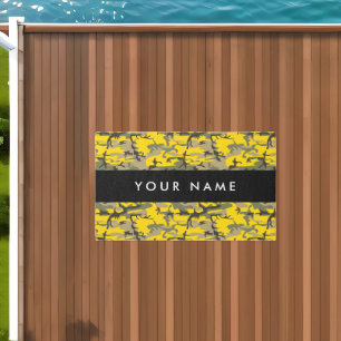 Yellow and Green Camouflage Your name Personalize Outdoor Rug