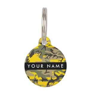 Yellow and Green Camouflage Your name Personalize Pet ID Tag