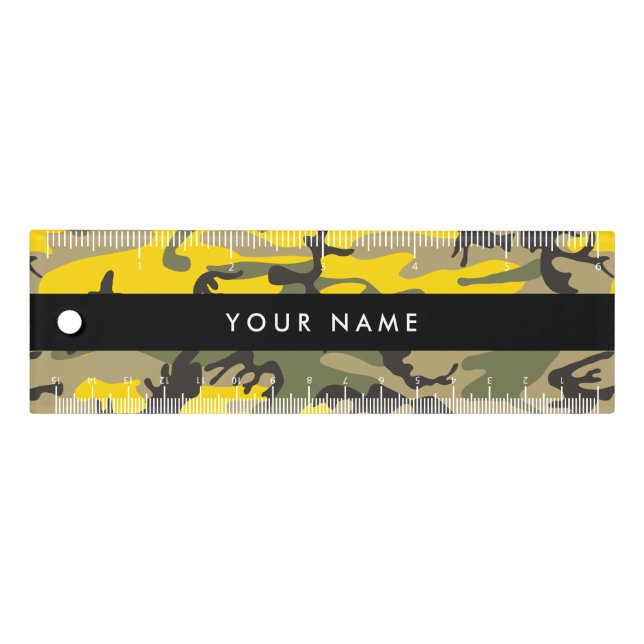 Yellow and Green Camouflage Your name Personalize Ruler (Front)