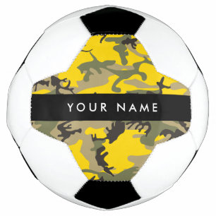 Yellow and Green Camouflage Your name Personalize Soccer Ball