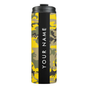 Yellow and Green Camouflage Your name Personalize Thermal Tumbler