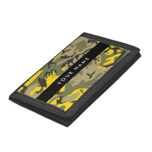 Yellow and Green Camouflage Your name Personalize Tri-fold Wallet