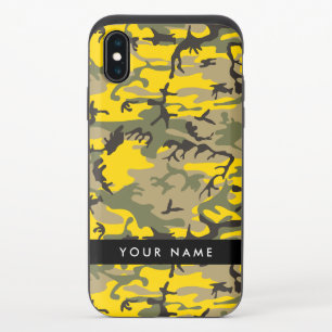 Yellow and Green Camouflage Your name Personalize iPhone XS Slider Case