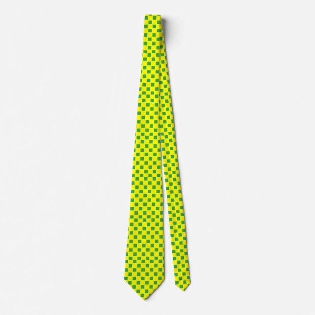 Yellow and Green Checked Custom Tie (Front)