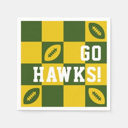 Yellow and Green Checkerboard Go Team Football Napkins