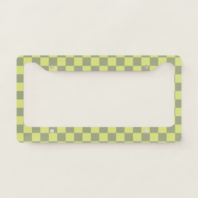 Yellow and Green Checkerboard License Plate Frame (Front)