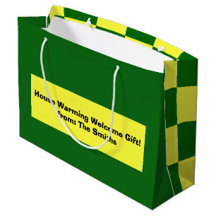 Yellow and Green Checkers Large Gift Bag