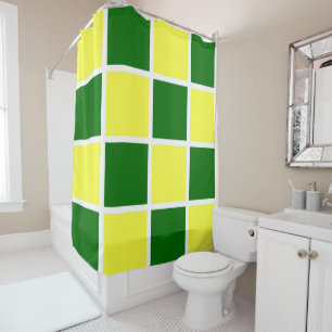 Yellow and Green Checkers Shower Curtain
