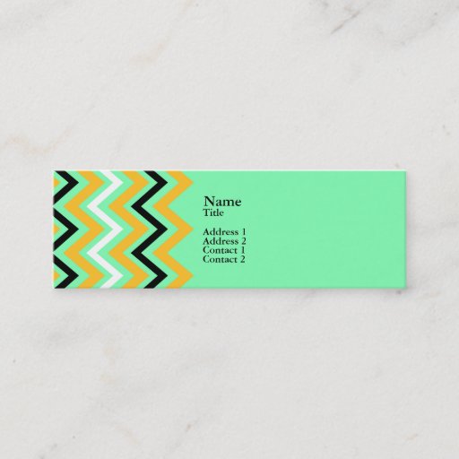 Customizable Yellow and Green Chevron Pattern Business Cards