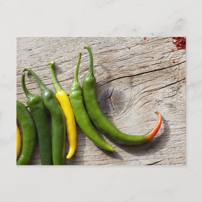 Yellow and Green Chili Pepper Postcard (Front)