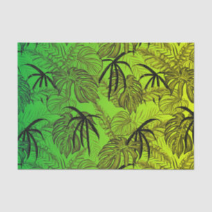 Yellow and green color palm leafs tropical pattern tissue paper