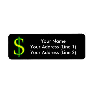 Yellow and Green Crinkled Dollar Sign ($) Label