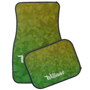 Yellow and green crystal patterned car floor mat