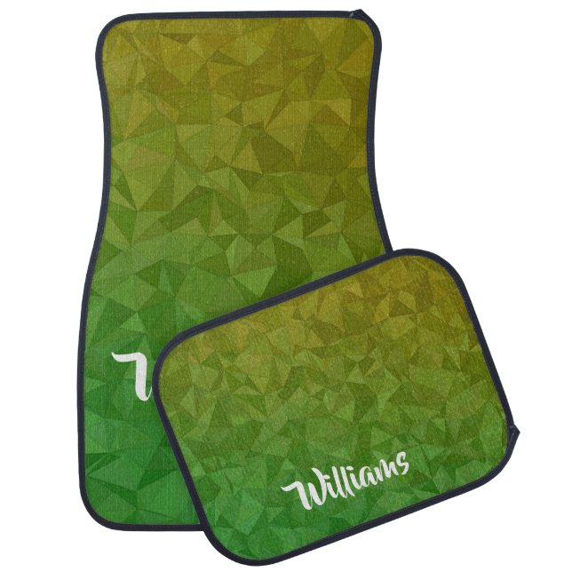 Yellow and green crystal patterned car floor mat (Set)