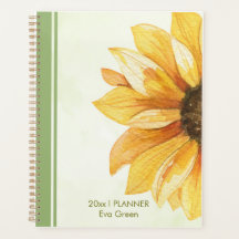 Yellow and Green Cute Watercolor Sunflower