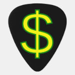 [ Thumbnail: Yellow and Green Dollar Sign ($) Guitar Pick ]