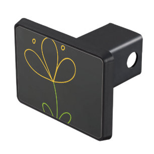 Yellow and Green Doodle Flower on Dark Gray Tow Hitch Cover