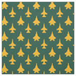 Yellow and Green F-16 and F-22 Fighter Jet Pattern Fabric