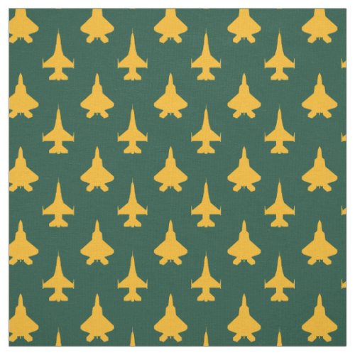Yellow and Green F_16 and F_22 Fighter Jet Pattern Fabric