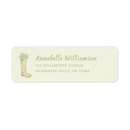 Yellow and Green Floral Rain Boots Return Address Label