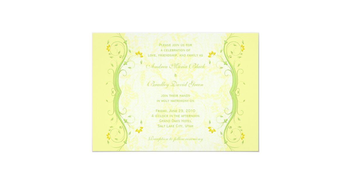 Yellow And Green Wedding Invitations 5