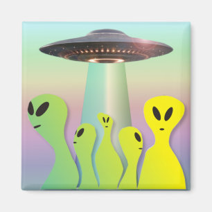 Yellow and green Friendly Aliens Magnet