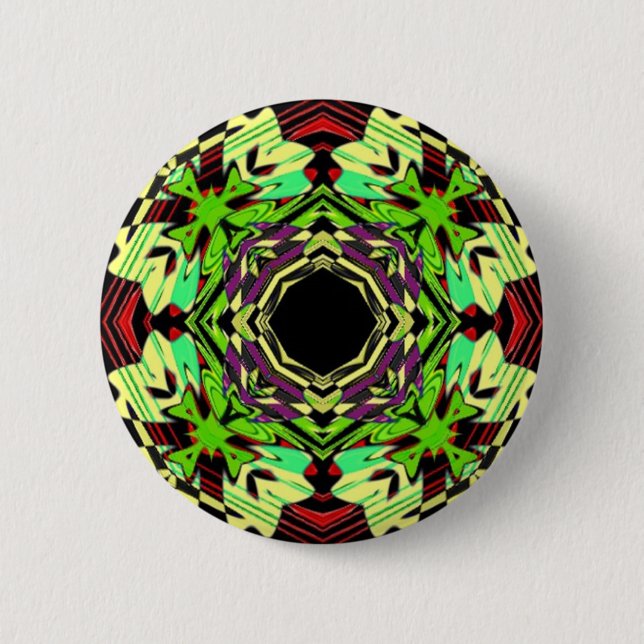 Yellow and Green geometric pattern Pinback Button (Front)
