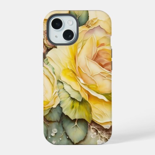 Yellow and Green Giant Roses  iPhone 15 Case