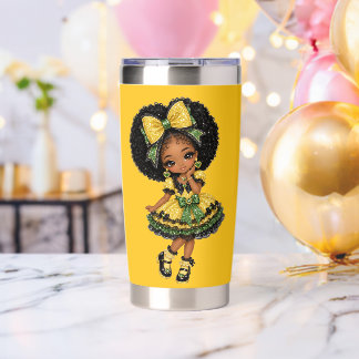 yellow and green glam doll insulated tumbler