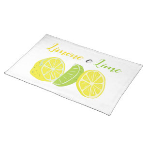 Yellow and Green Italian Lemon and Lime Citrus Cloth Placemat