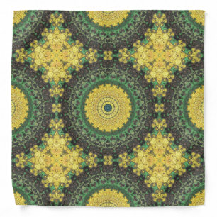 Yellow and Green Kaleidoscope Mandala Pattern Bandana