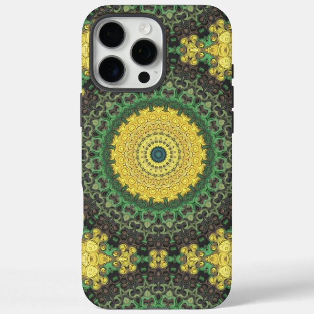 Yellow and Green Kaleidoscope Mandala Pattern Case-Mate iPhone Case (Back)