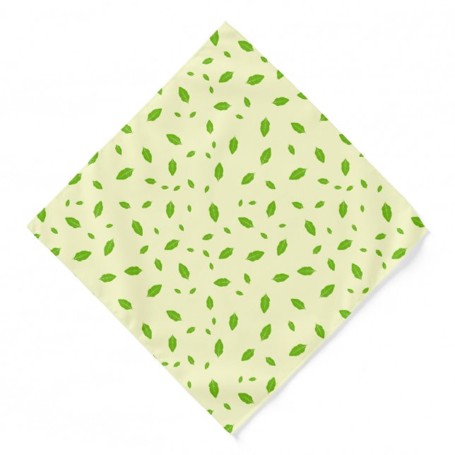 Yellow and Green Leaf Design Bandana (Front)