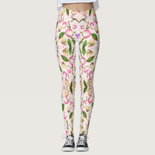 Yellow and green leaves foliage pattern leggings