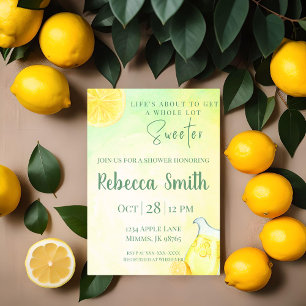 Yellow and Green Lemonade Themed Invitation