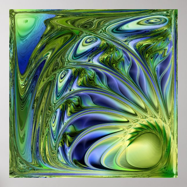 Yellow and Green Marine Spiral Poster (Front)